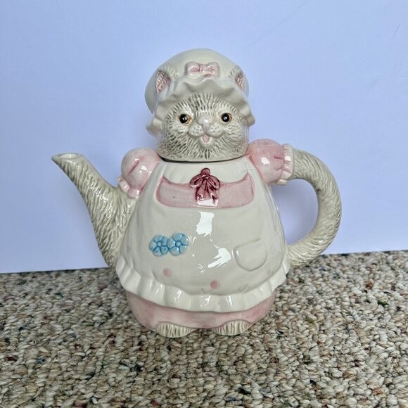 Kitty Cats with Polka Dot Bonnets 5pc Ceramic Kitchen Counter Utility Set - Picture 6 of 16